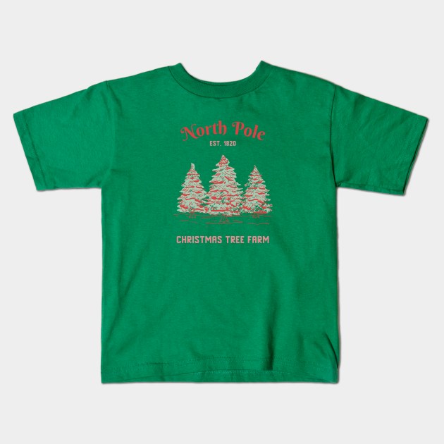 North Pole Christmas Tree Farm Kids T-Shirt by Nifty Gorilla Tees